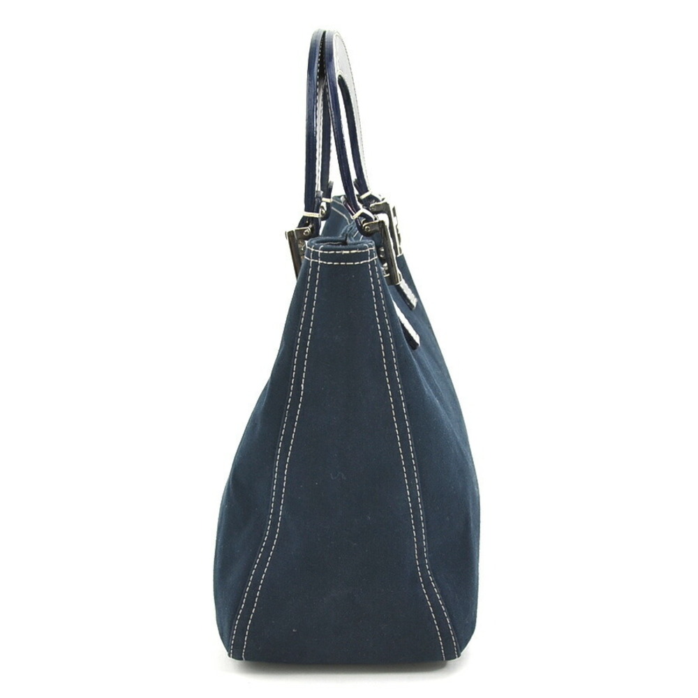 Fendi handbag leather canvas silver Blue Navy